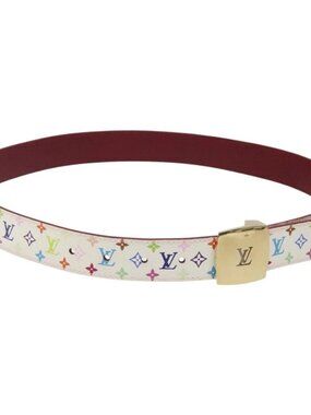 LOUIS VUITTON Multicolor Ceinture Care Belt 37.8" White M9682 LV Auth 118241A